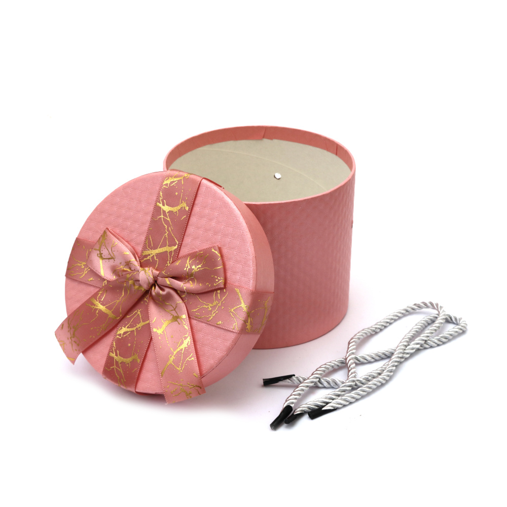 Cutie cadou cu panglică 13,5x13,5x11 cm, culoare roz