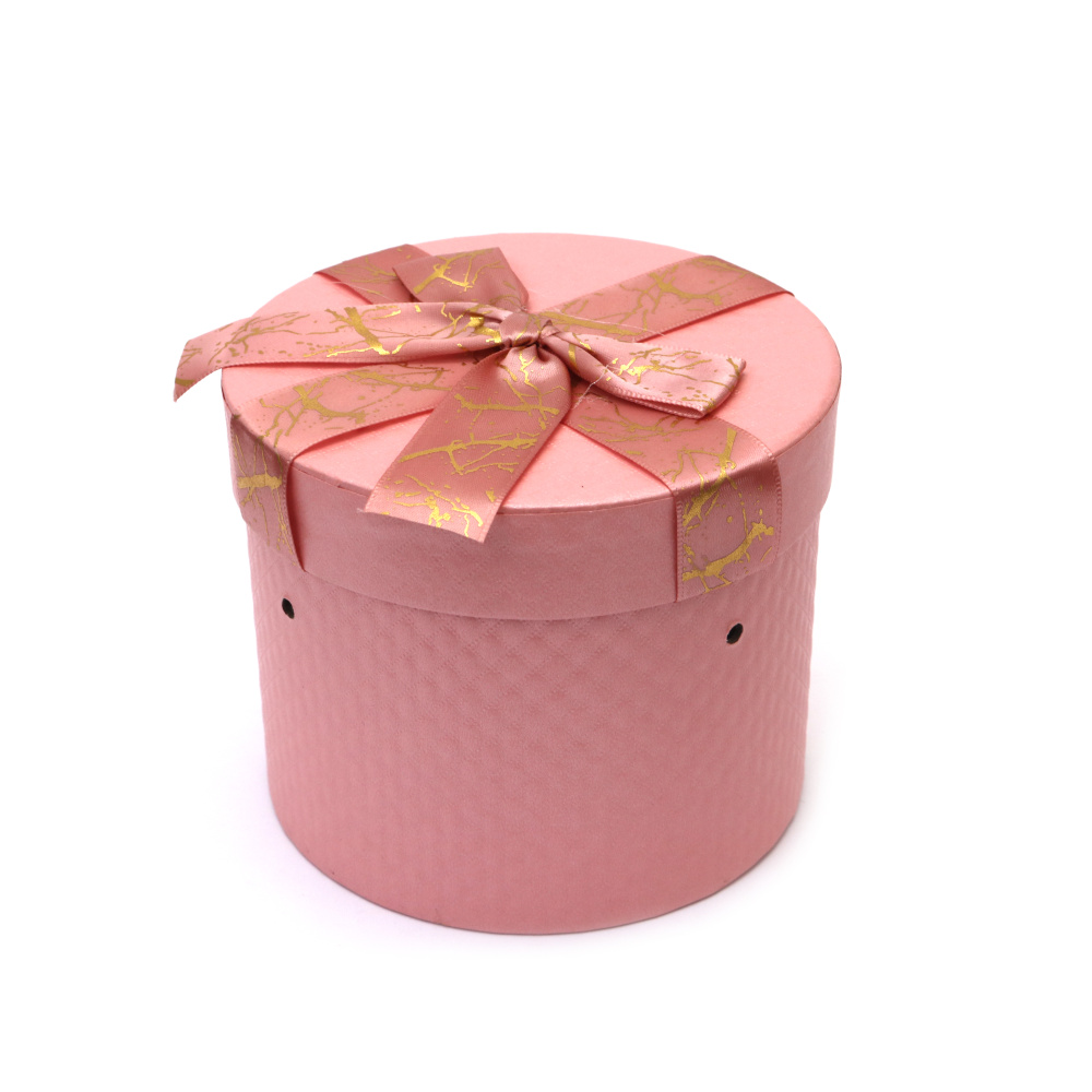 Cutie cadou cu panglică 13,5x13,5x11 cm, culoare roz