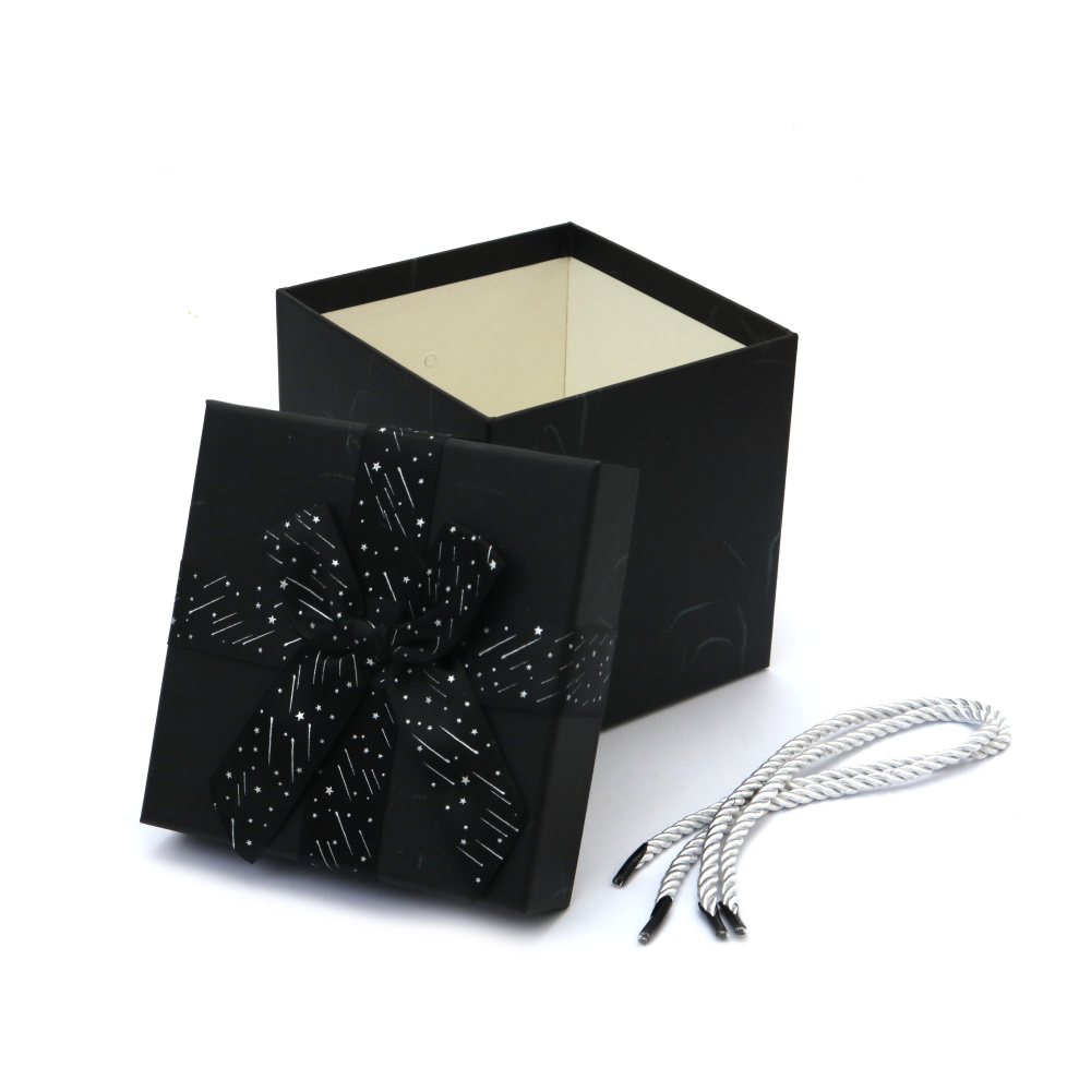 Cutie cadou cu panglică 13x13x13 cm culoare neagră