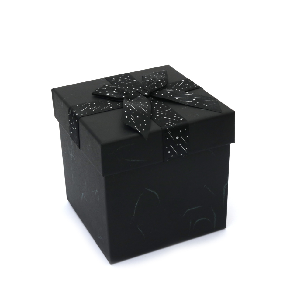 Cutie cadou cu panglică 13x13x13 cm culoare neagră