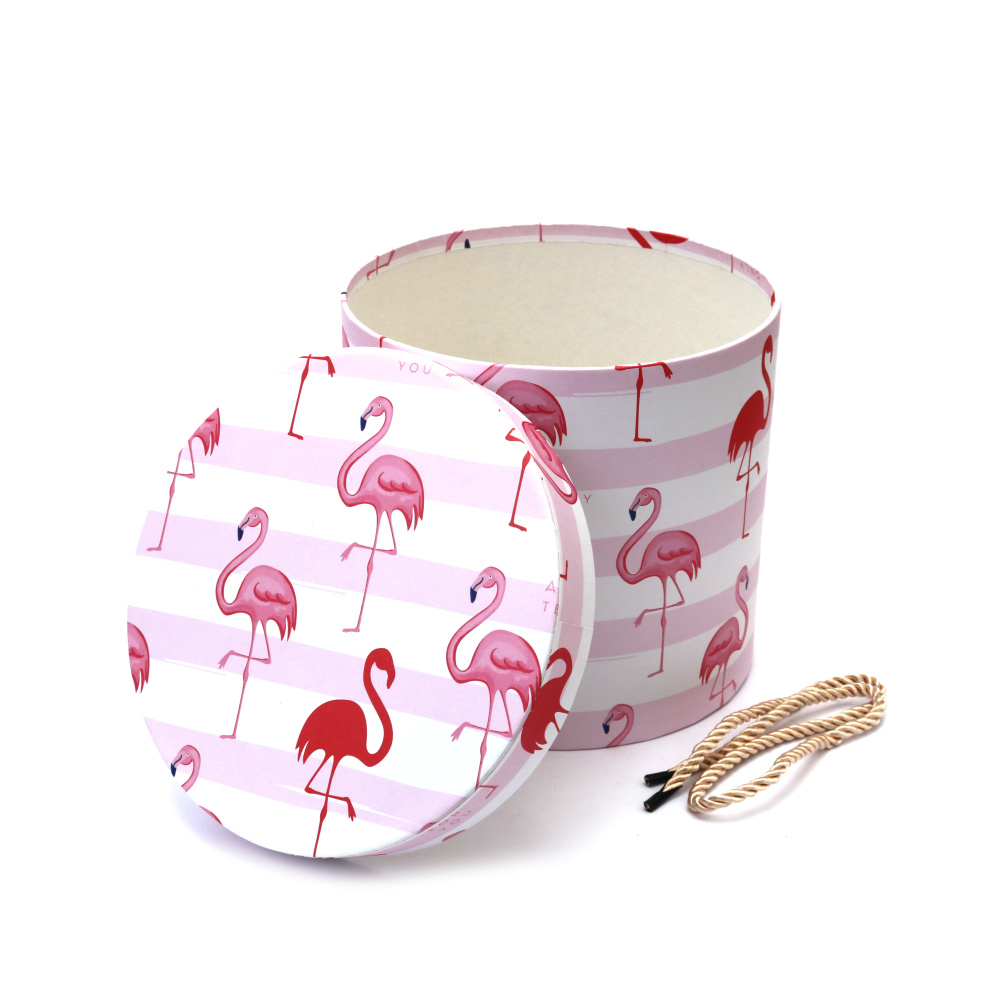 Cutie cadou 15,3x15,3x14,5 cm roz cu flamingo