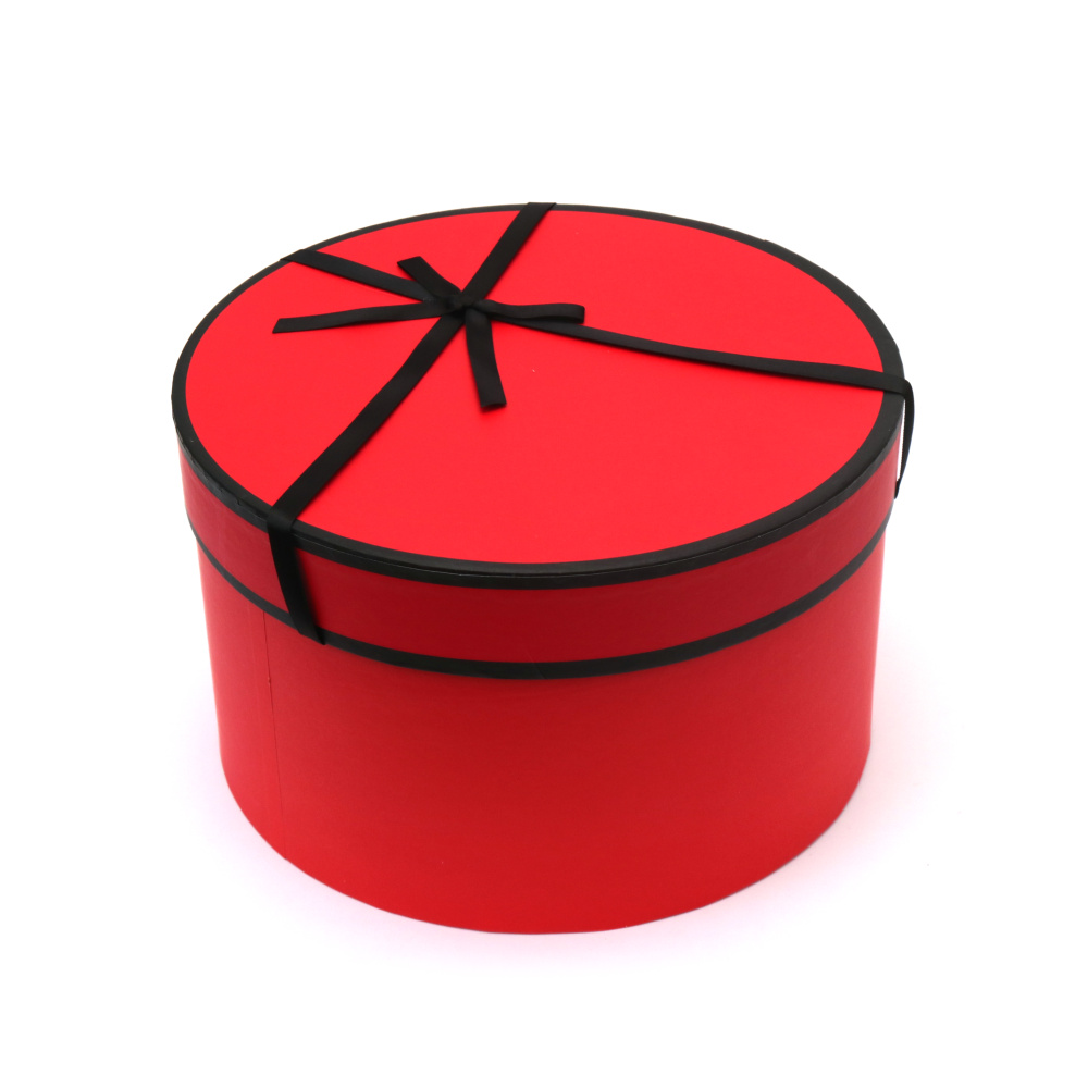 Кръгла подаръчна кутия 18x18x10.5 см цвят червен