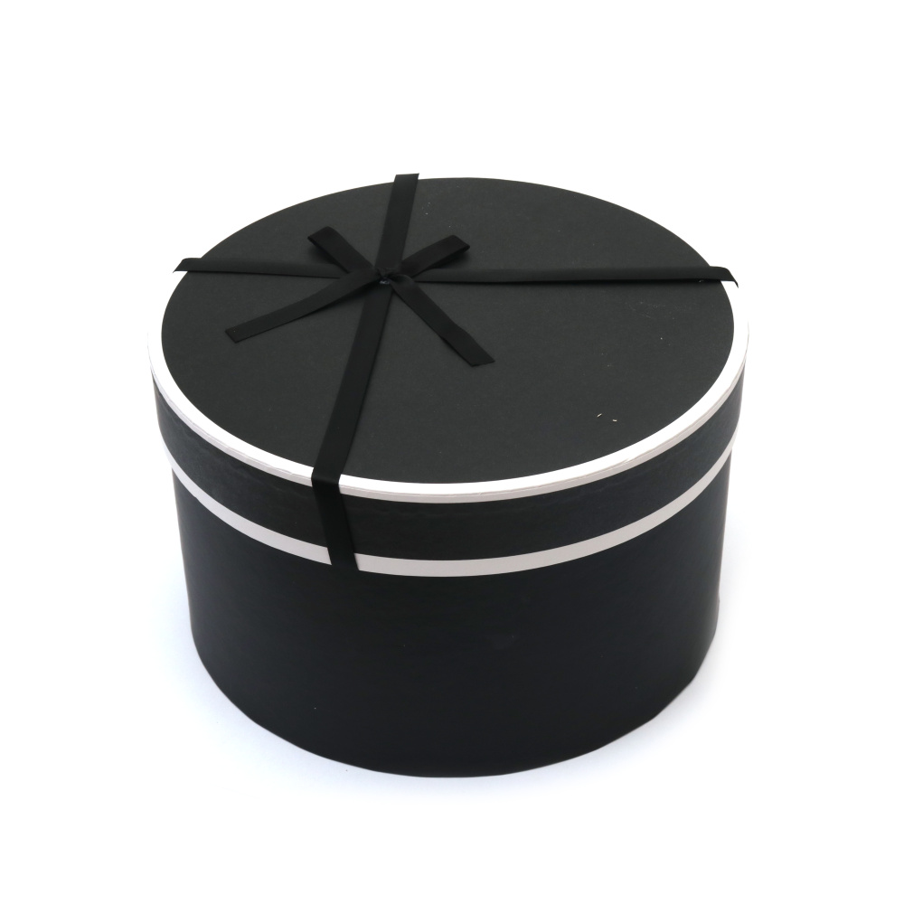 Кръгла подаръчна кутия 16x16x9 см цвят черен