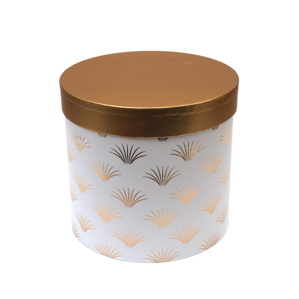 Cutie cadou 15,3x15,3x14,5 cm, culoare albă cu capac auriu