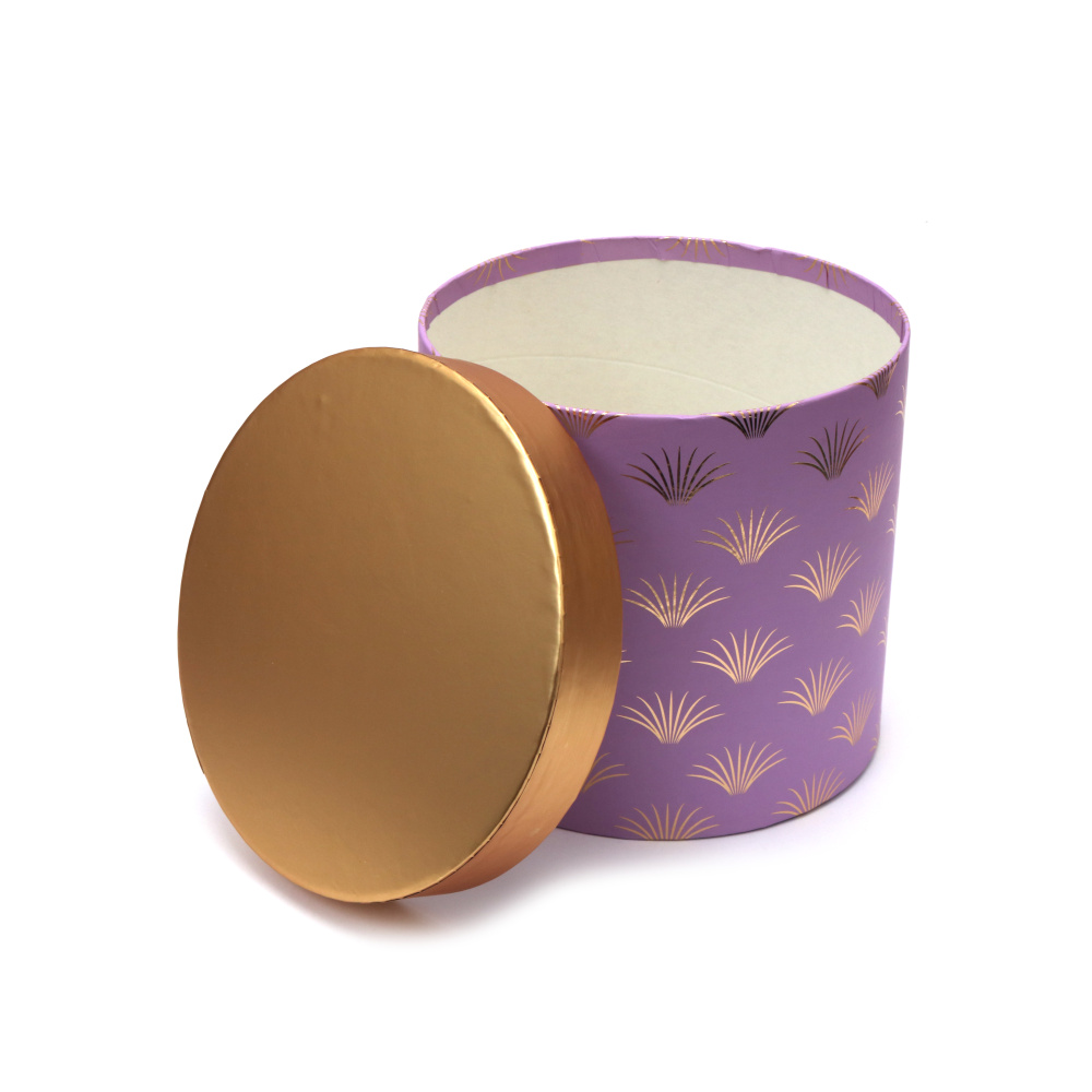 Cutie cadou 13,3x13,3x12 cm culoare violet cu capac auriu