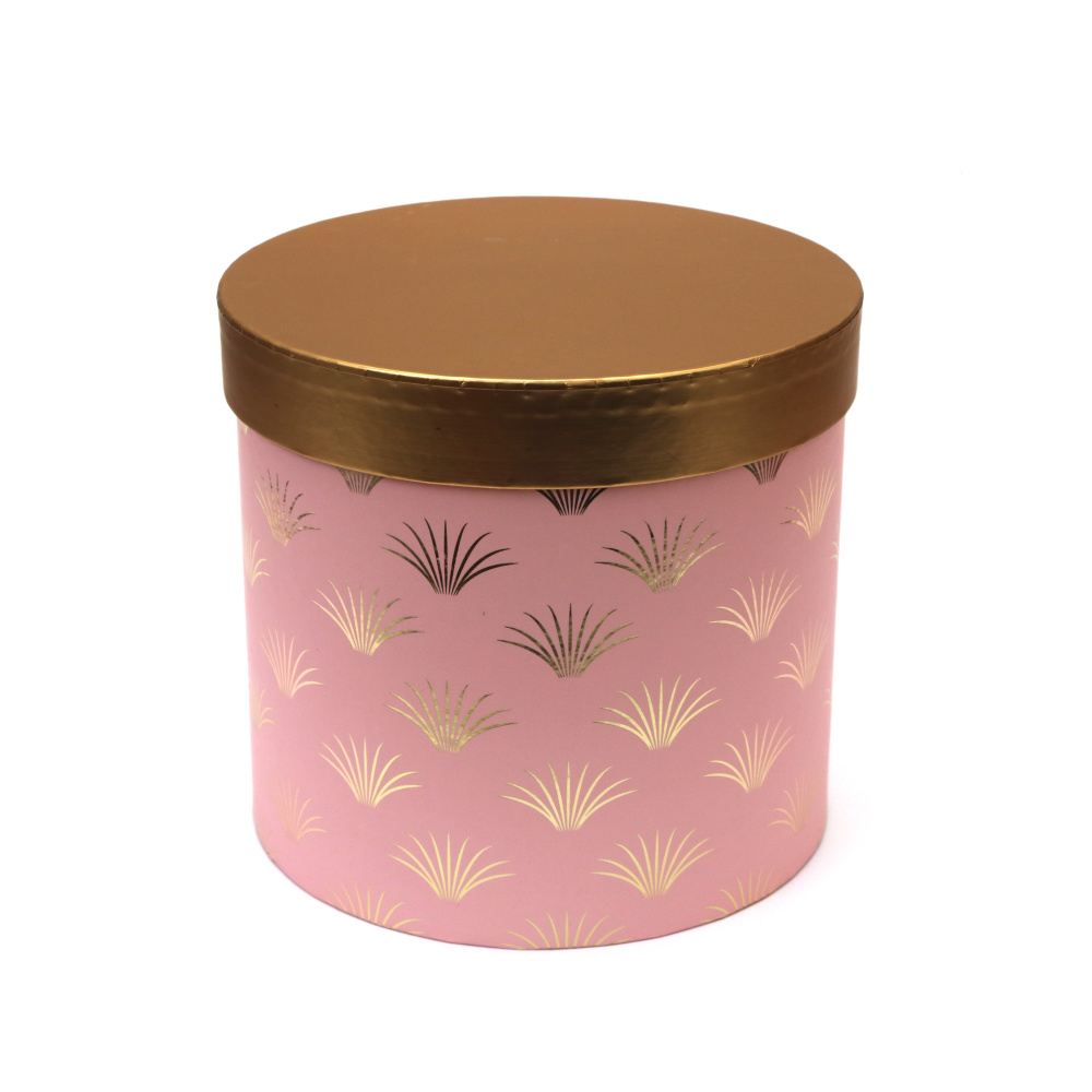 Cutie cadou 15,3x15,3x14,5 cm, culoare roz cu capac auriu
