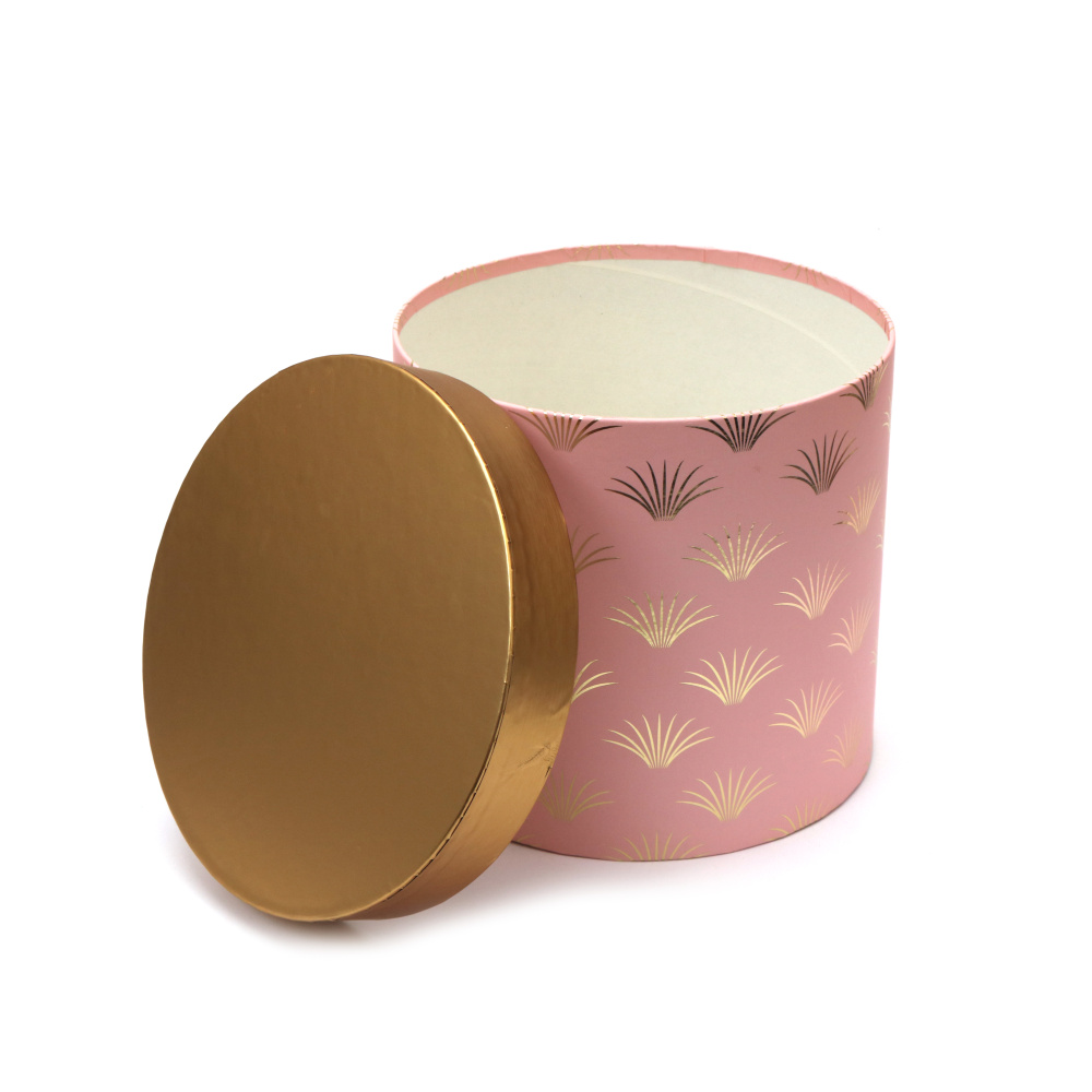 Cutie cadou 15,3x15,3x14,5 cm, culoare roz cu capac auriu