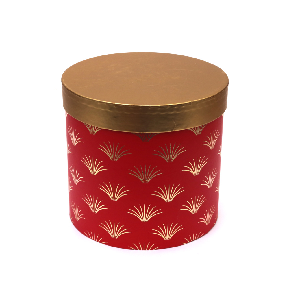 Cutie cadou 15,3x15,3x14,5 cm, culoare roșie cu capac auriu