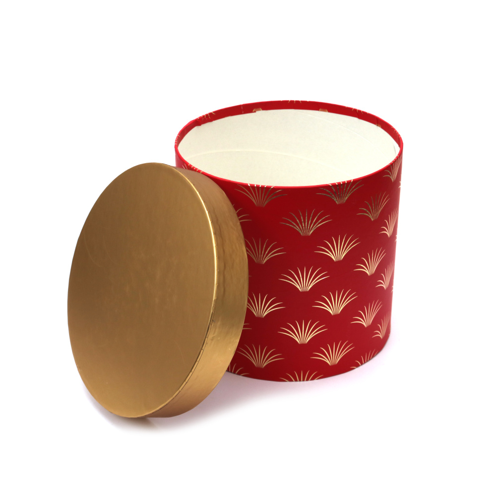 Cutie cadou 15,3x15,3x14,5 cm, culoare roșie cu capac auriu