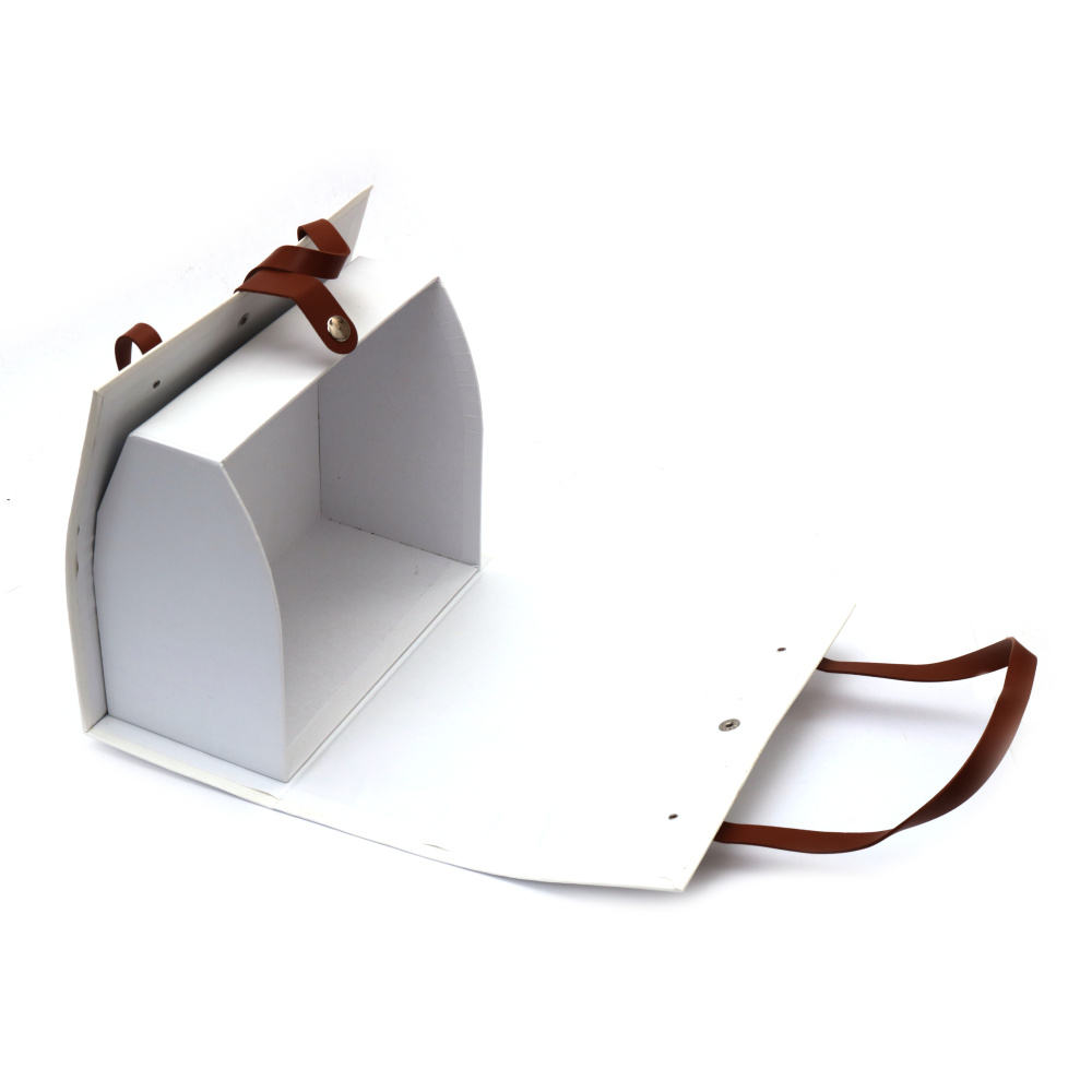 Cutie cadou în formă de geantă de mână 22,5x10,5x20 cm culoare alb imitație piele de șarpe