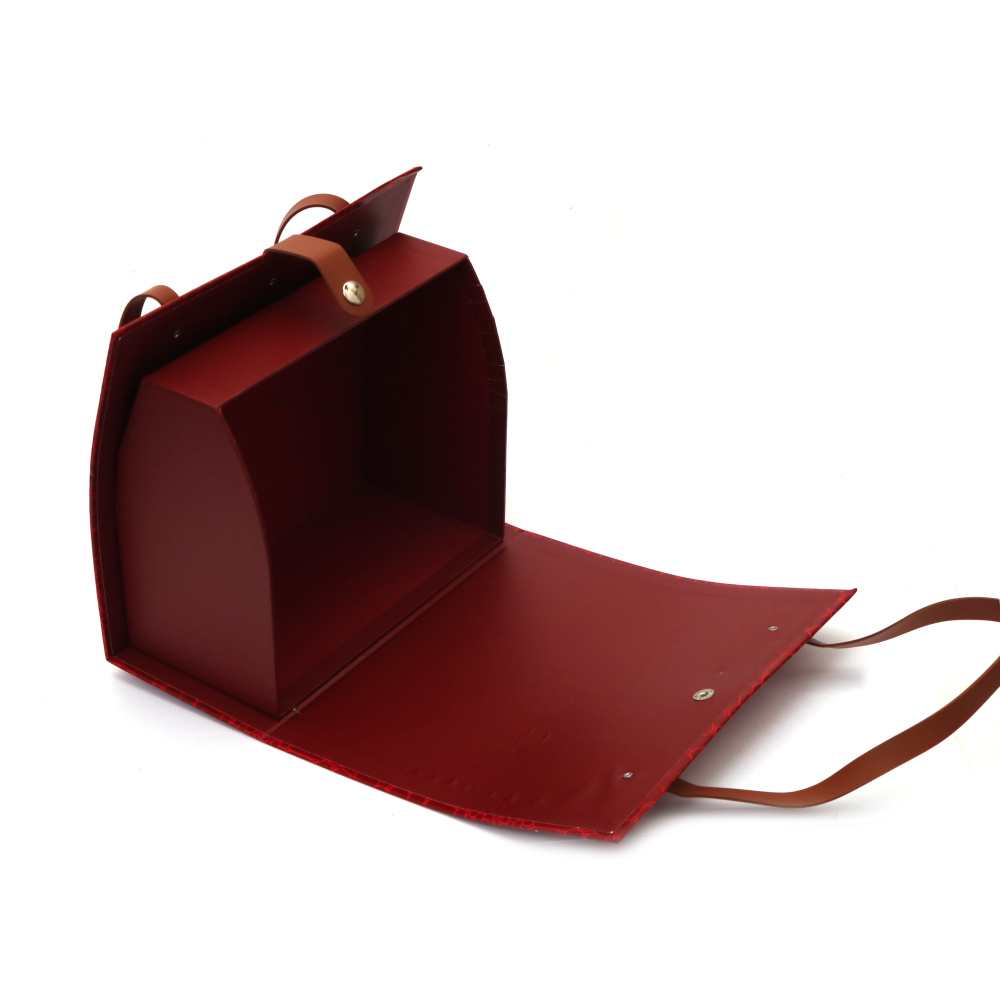 Cutie cadou în formă de geantă de mână 22,5x10,5x20 cm culoare roșu imitație piele de șarpe
