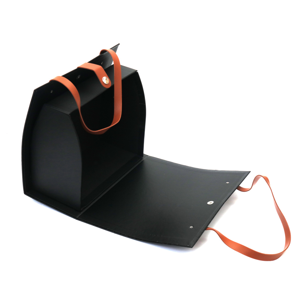 Подаръчна кутия във формата на дамска чанта 25x12.5x26.5 см цвят черен имитация на змийска кожа