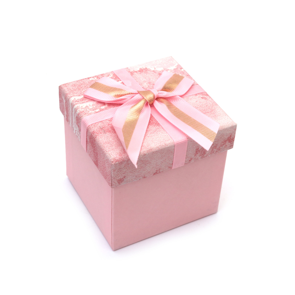 Cutie cadou 10x10x9,5 cm roz cu capac imitație marmură