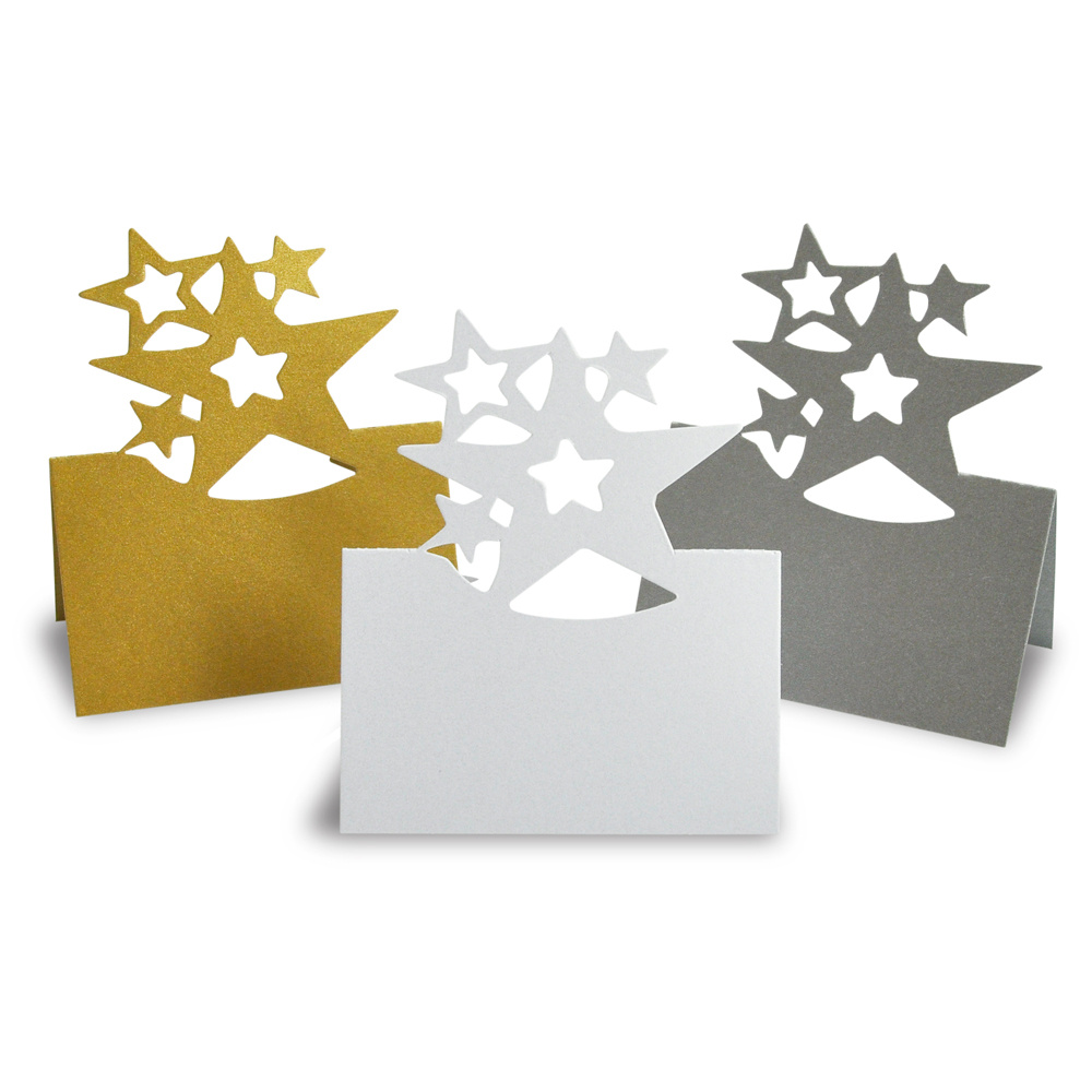 Table Card MEYCO / Stars / 45x70 mm / Pearl White - 12 pieces