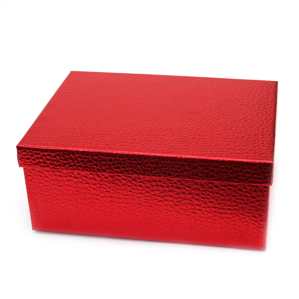 Кутия за подарък 21x14x8.5 см имитация кожа цвят червен