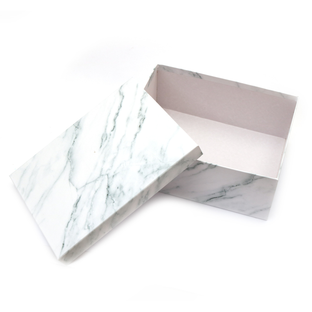 Marble Imitation Gift Box / 21x14x8.5 cm / White