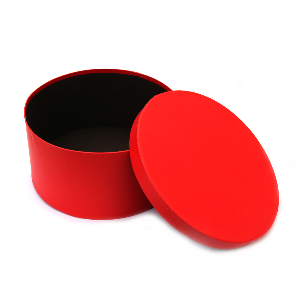 Кутия за подарък кръг 24.5x12.8 см цвят червен