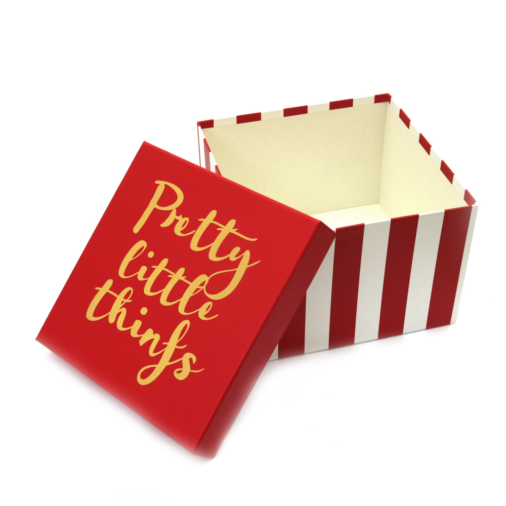 Cardboard Gift Box with Inscription / 17x12 cm / Red and White