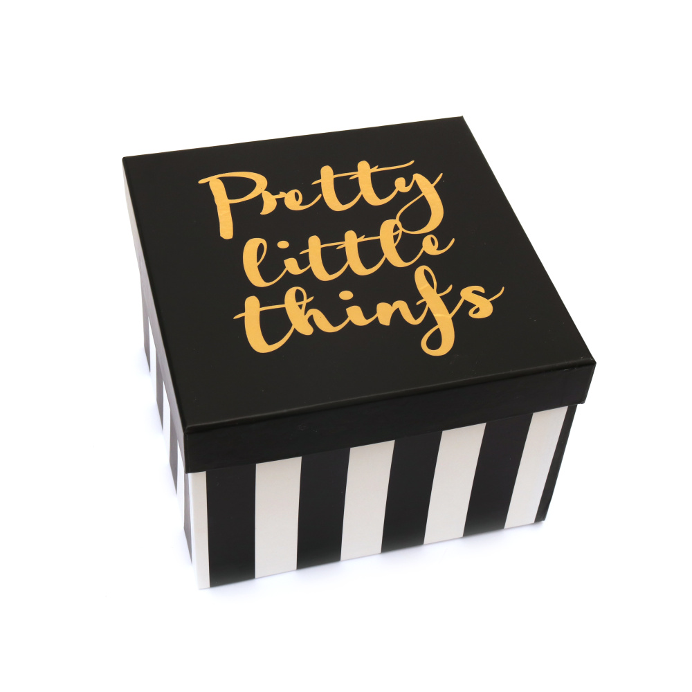 Cardboard Gift Box with Inscription  / 13x10 cm / Black with White