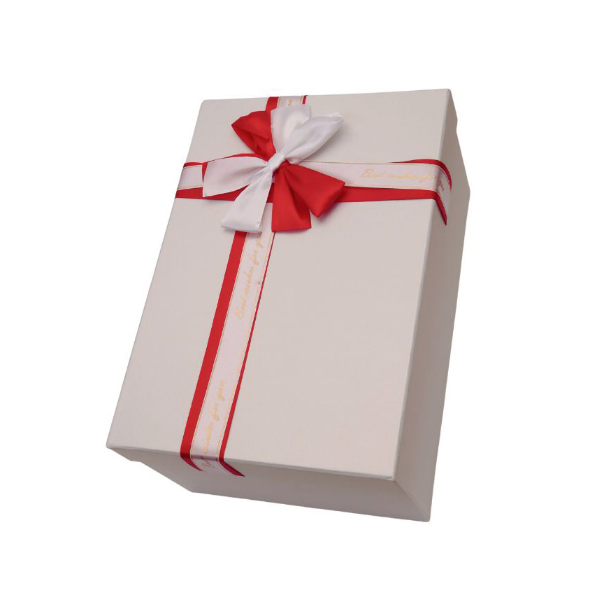 Stylish Gift Box with Ribbon / 20x14x8 cm / White