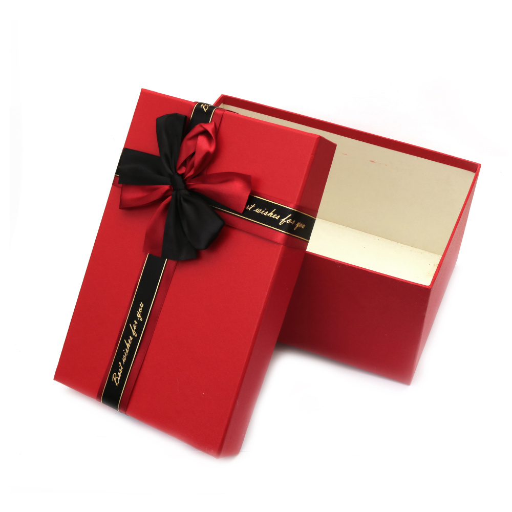 Stylish Gift Box with Ribbon / 20x14x8 cm / Red