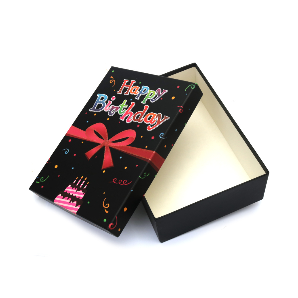 Кутия за подарък Happy Birthday 26x19x68 см цвят черен