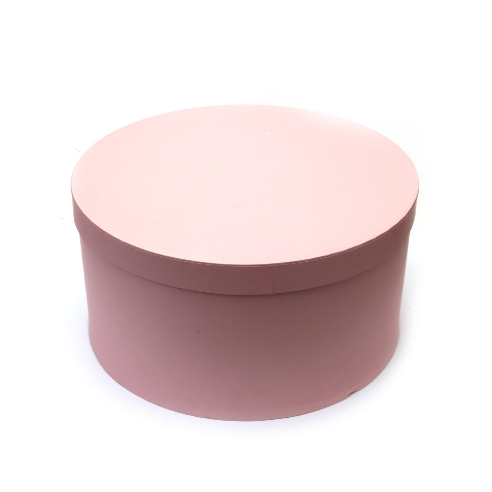 Кутия за подарък кръг 21.5x11.5 см цвят розов