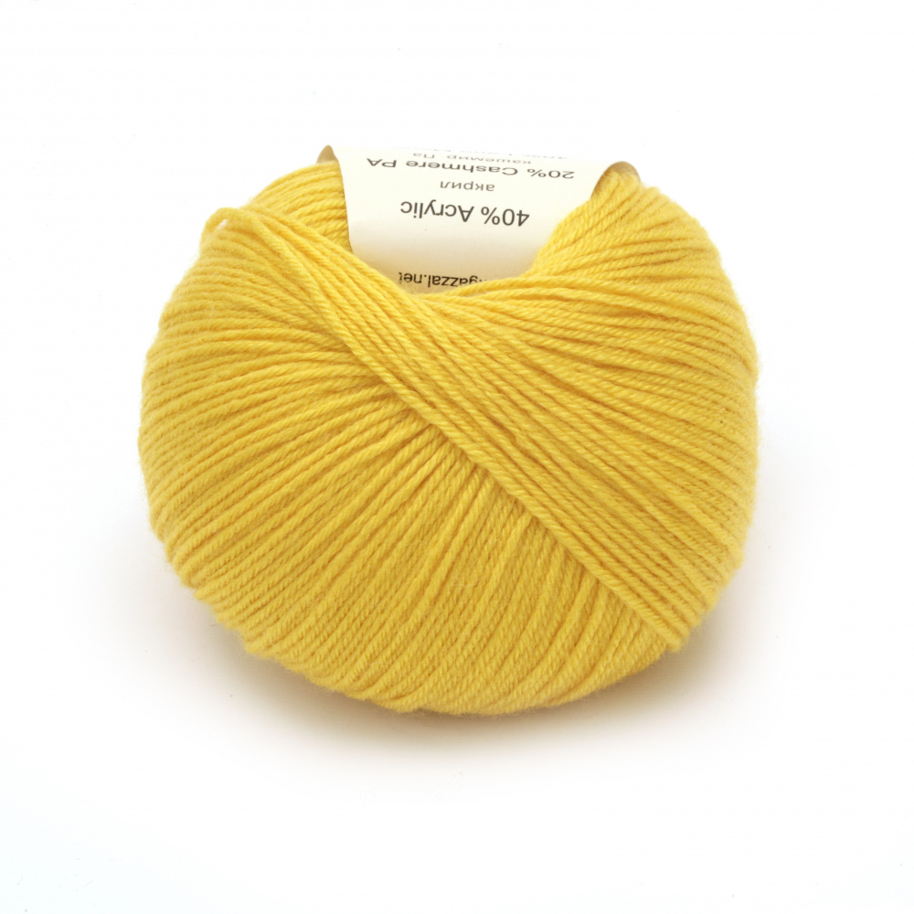 Baby Wool Yarn GAZZAL - 40% Merino Wool, 40% Acrylic, 20% Cashmere Polyamide / Yellow / 175 meters - 50 grams