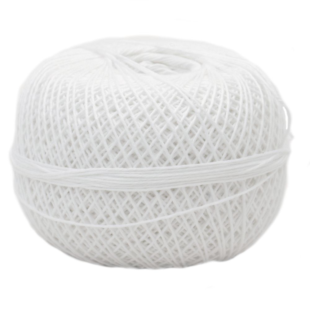 Cotton yarn for handmade clothes and accessories  1.4 mm -100 grams-380 meters White