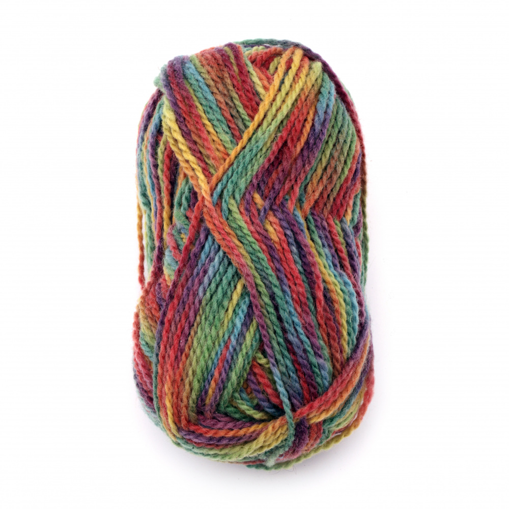Yarn wool Ethno colored rainbow,for handmade 100 grams -170 meters