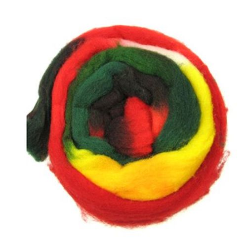 YARN WOOL felt tape melange yellow, green, red  for handmade clothes and accessories-50 grams ~ 1.8 meters