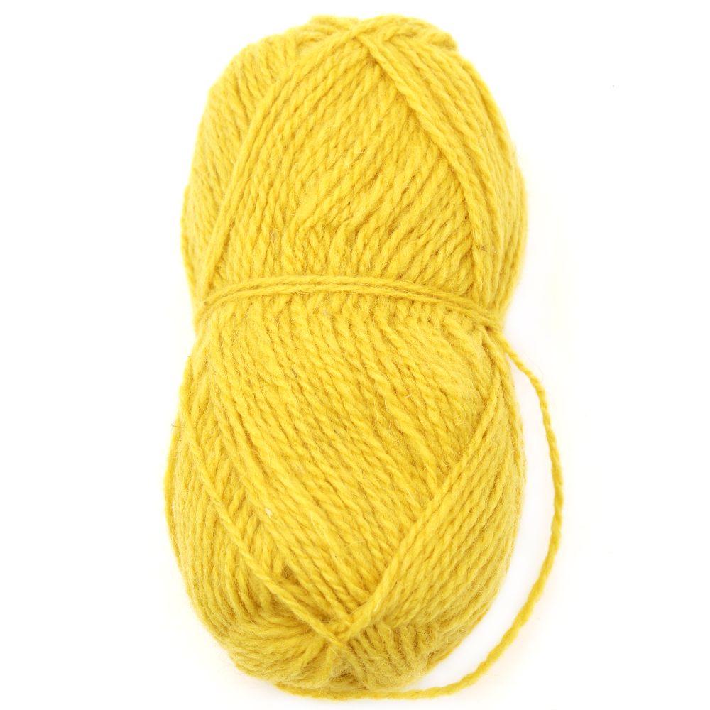 Ethno yellow wool yarn  for handmade clothes and accessories100 grams -170 meters