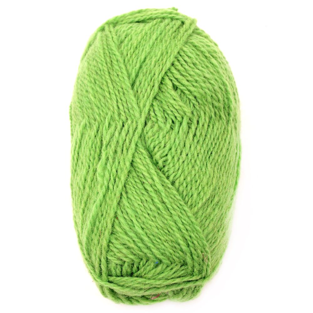 Ethno green woolen yarn for handmade clothes and accessories100 grams -170 meters