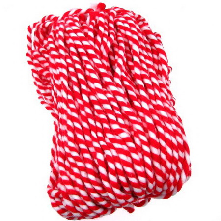 Red-White Twisted MARTENITSA Cord KV - 100% Acrylic - 200 grams