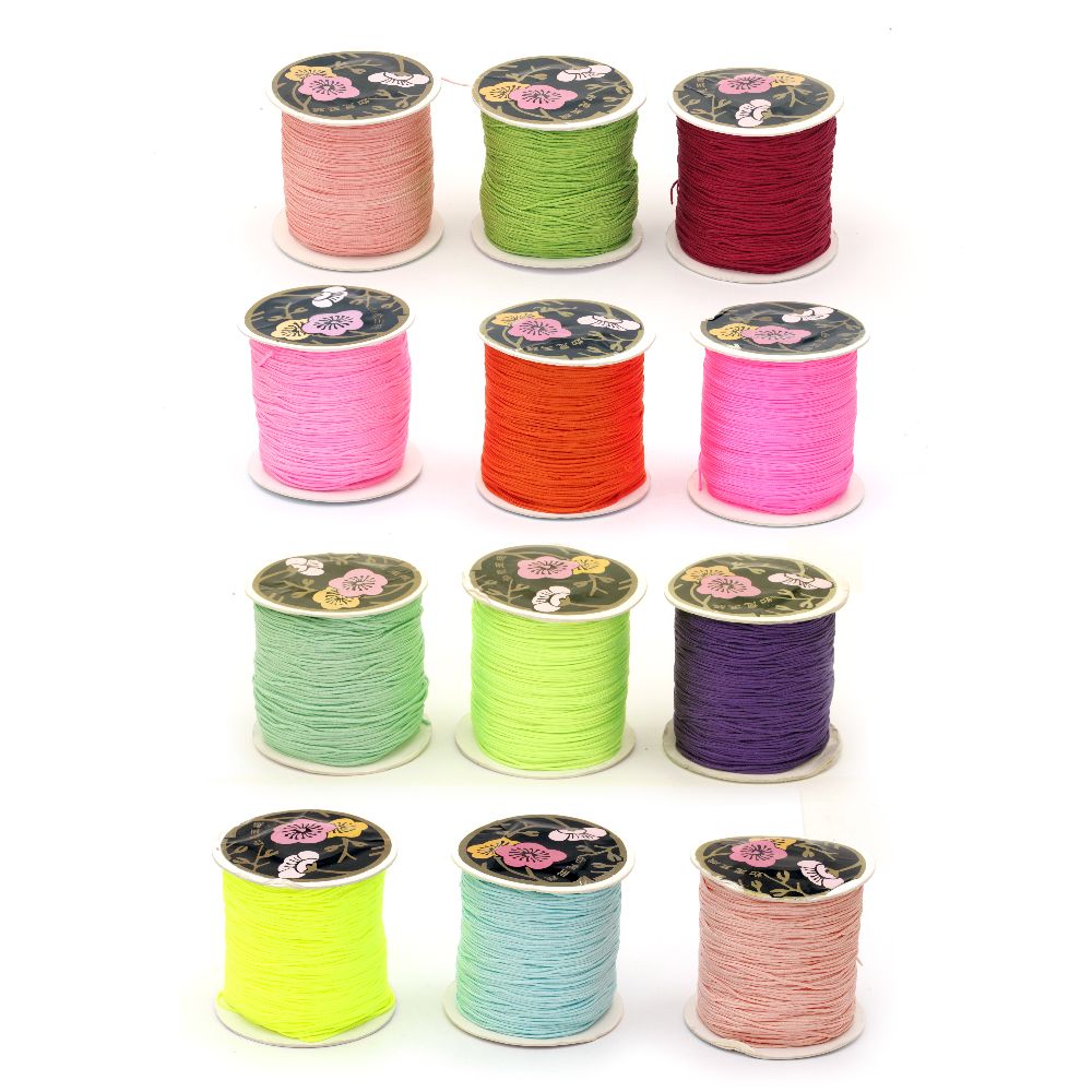 Polyester jewellery cord 0.8 mm mix ~ 120 meters