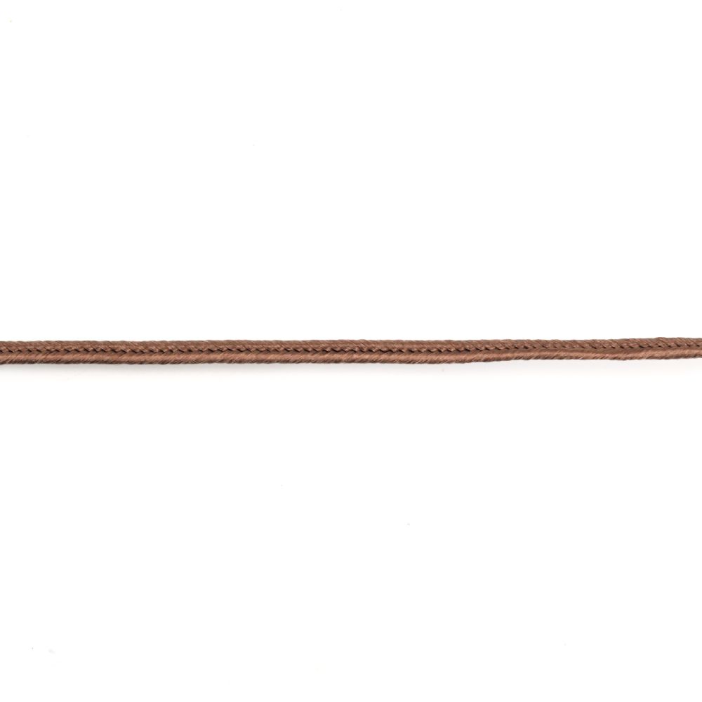 Текстилен шнур за Сутаж 3 мм цвят кафяв -22.5 метра