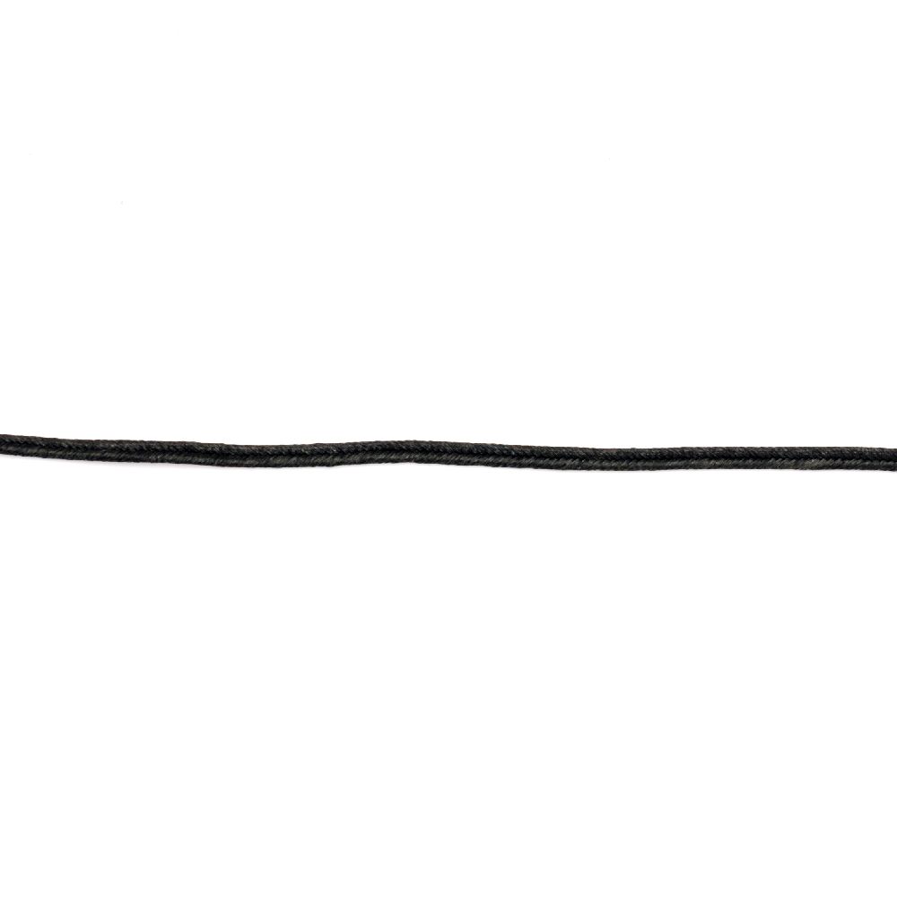 Текстилен шнур за Сутаж 3 мм цвят черен -22.5 метра