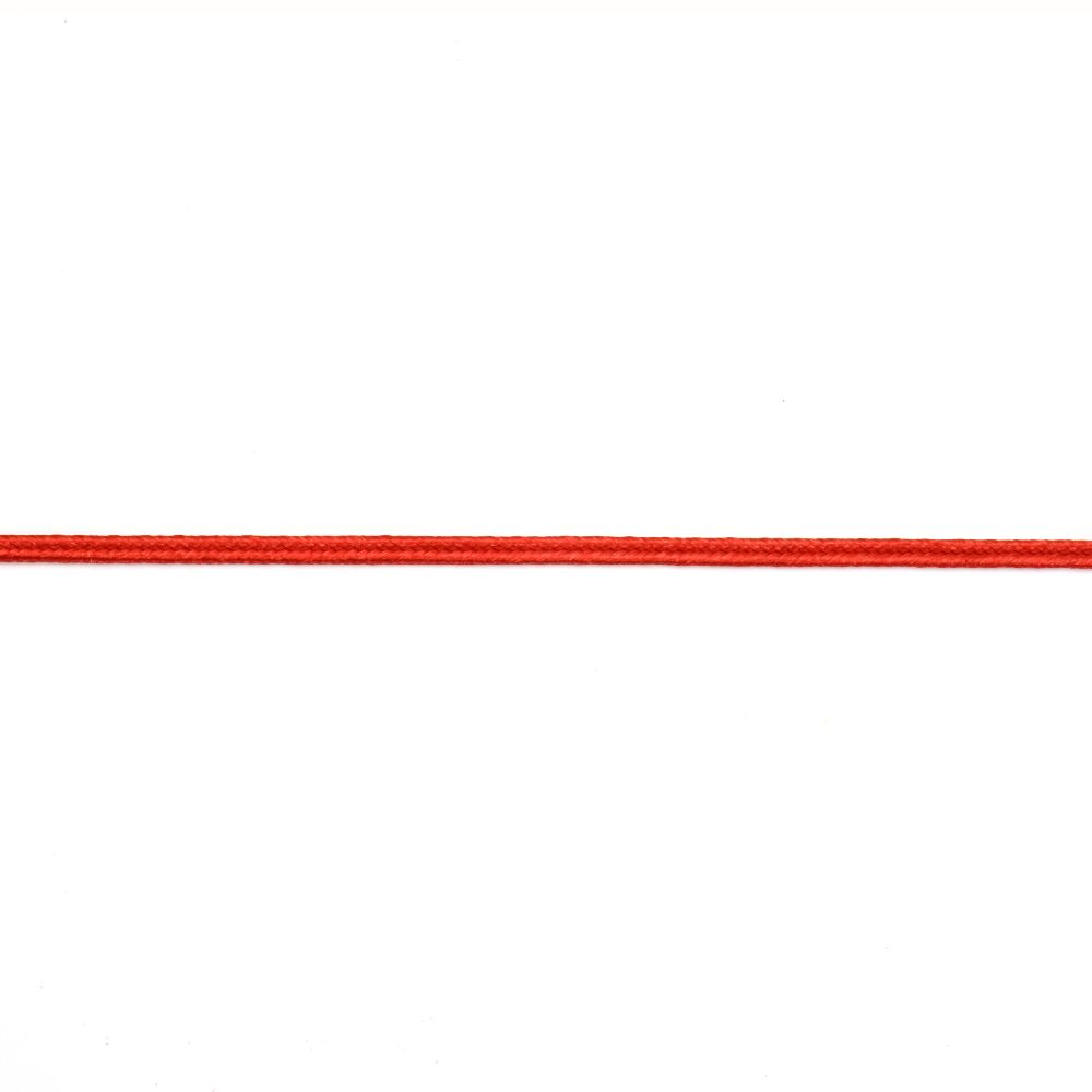 Текстилен шнур за сутаж 2.5 мм цвят червен ~9 метра