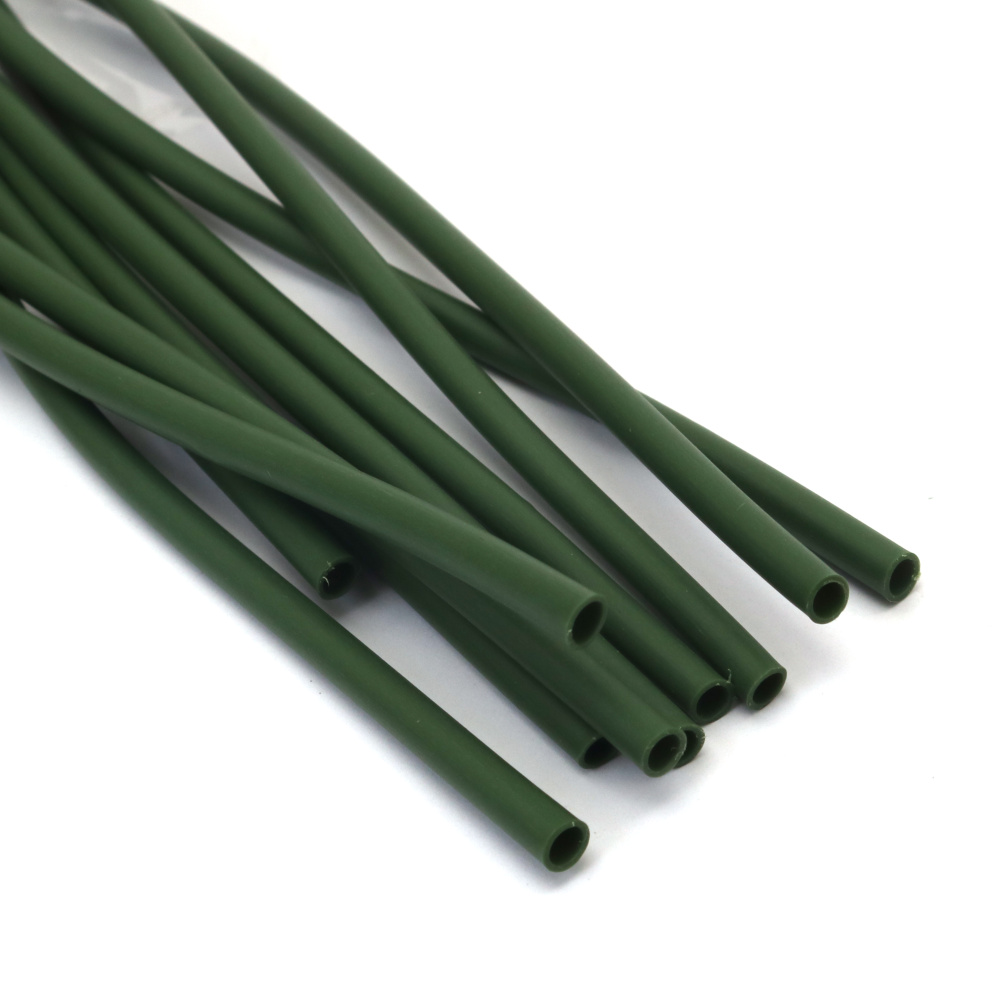 Furtun silicon culoare verde închis 5x30 mm gaură 3 mm - 10 bucăți