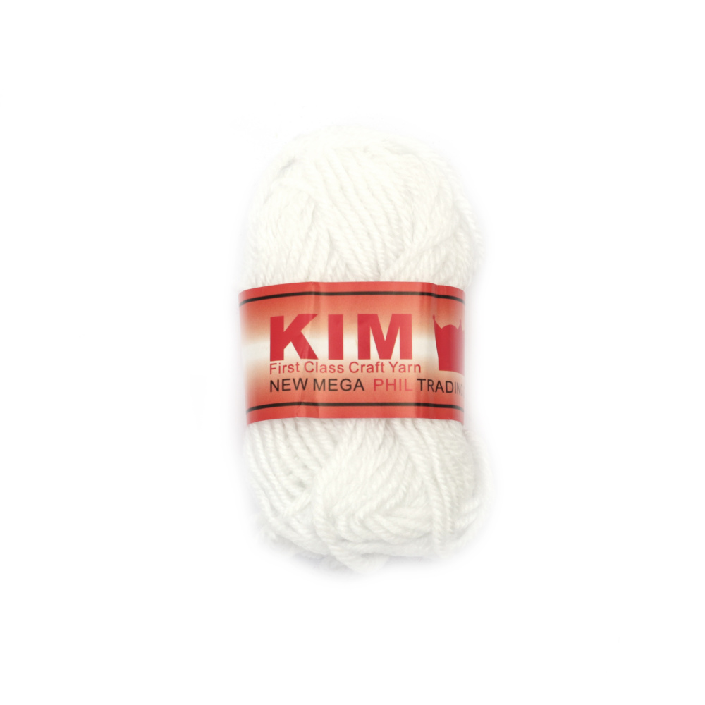 Yarn, 100% Acrylic, Color White - ±10 grams