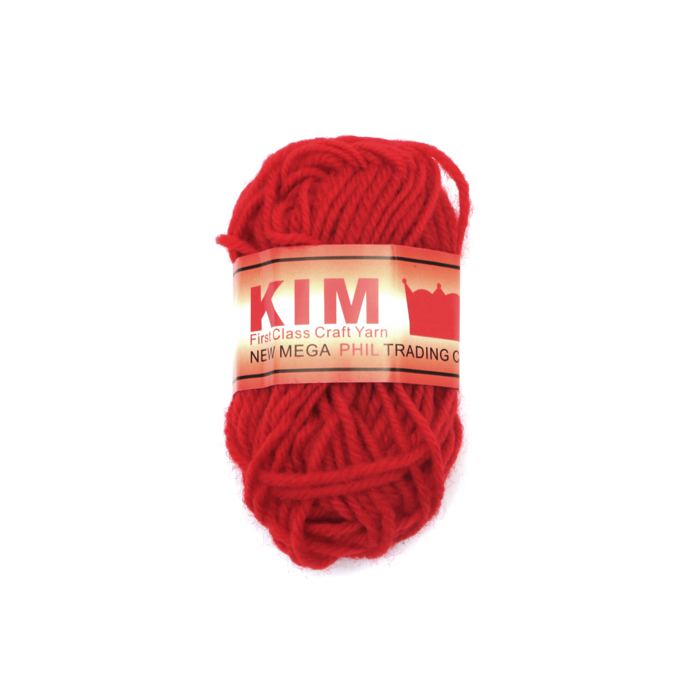 Yarn, 100 Percent Acrylic, Color Red - ±10 grams