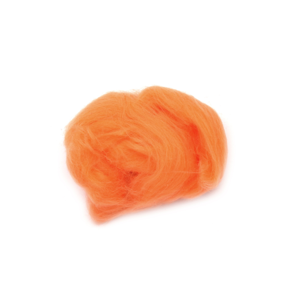 Felting Wool 100 % MERINO 66S-21 Micron / Color: Light Orange - 4~5 grams