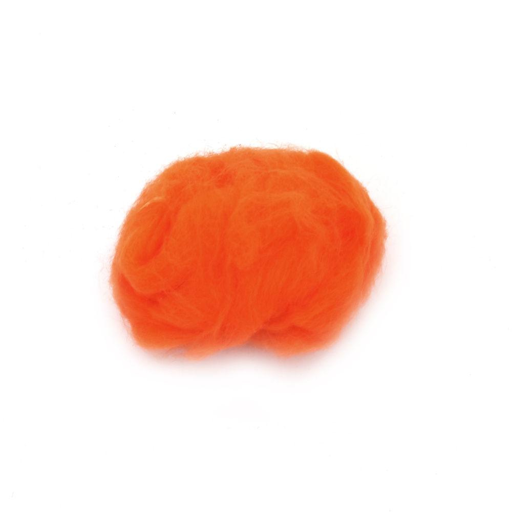Felting Wool 100 % MERINO 66S-21 Micron / Color: Orange - 4~5 grams
