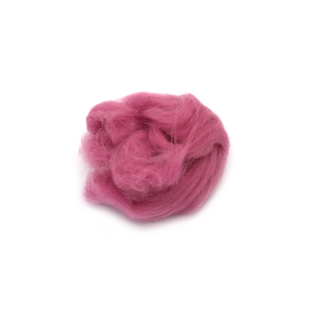 Felting Wool 100% MERINO, 66S-21 Micron / Color: Pink-Purple - 4~5 grams