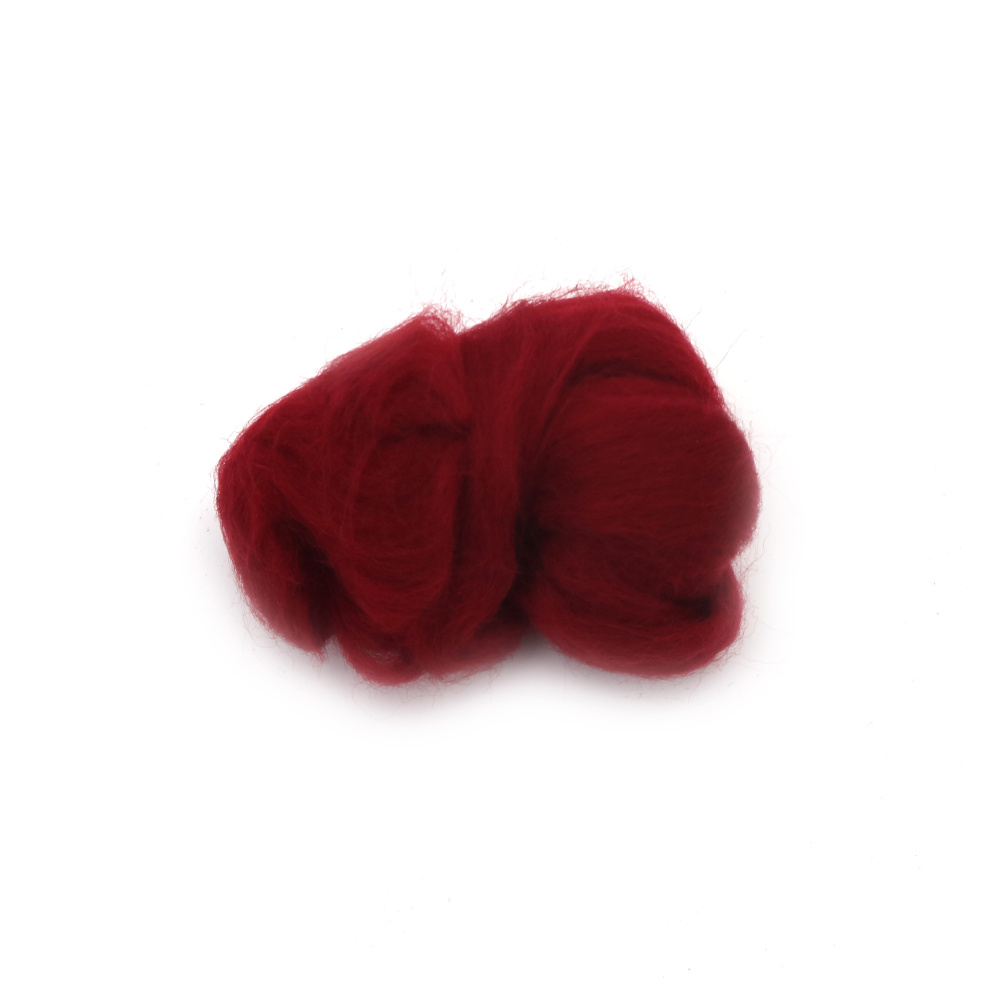 Felting Wool 100% MERINO, 66S-21 Micron / Color: Burgundy - 4~5 grams