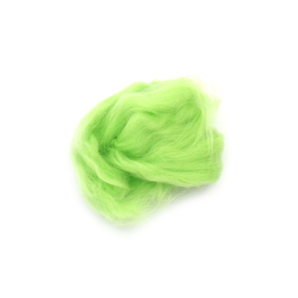 DIY Felting Wool, 100% MERINO, 66S-21 micron, color Pale Green -4~5 grams