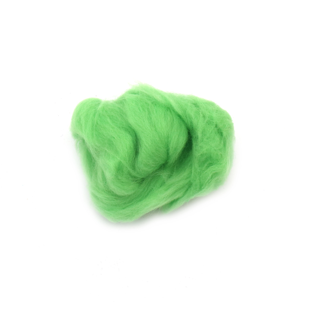 Wool for Felting, 100 Percent MERINO, 66S-21 micron, color Light Green -4~5 grams