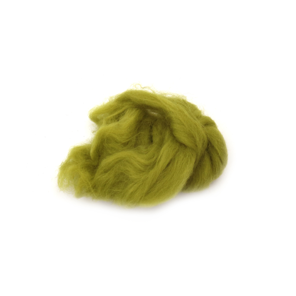 100% MERINO Wool for Felting, 66S-21 micron, Olive color -4~5 grams