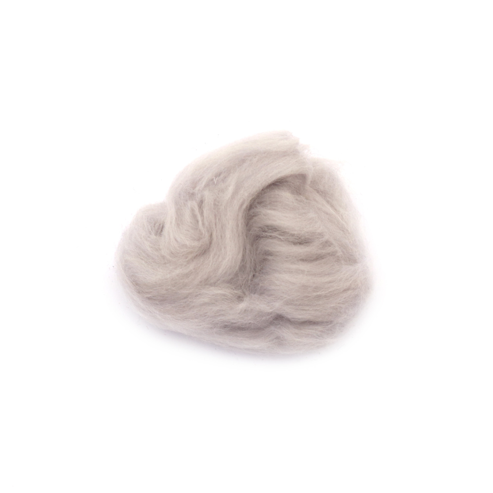 Felting Wool 100% MERINO,  66S-21 Micron / Color: Pale Gray - 4~5 grams