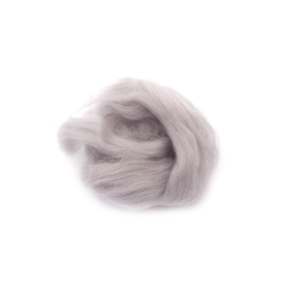 Felting Wool 100% MERINO,  66S-21 Micron / Color: Light Gray - 4~5 grams